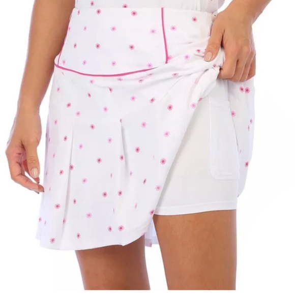 NWT Nanette Lepore White Tennis Skirt Skort w Hot Pink Sunbursts Size Small - Picture 3 of 15